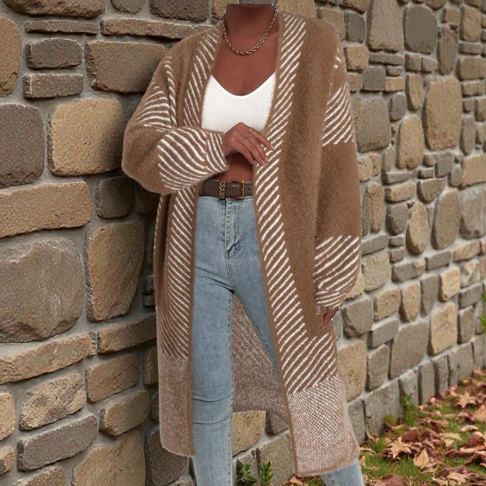 NWT Chiquease Brown Striped Cardigan